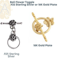 Bali Flower, Toggle Clasp, Sterling Silver/Gold Plate - The Argus Collection