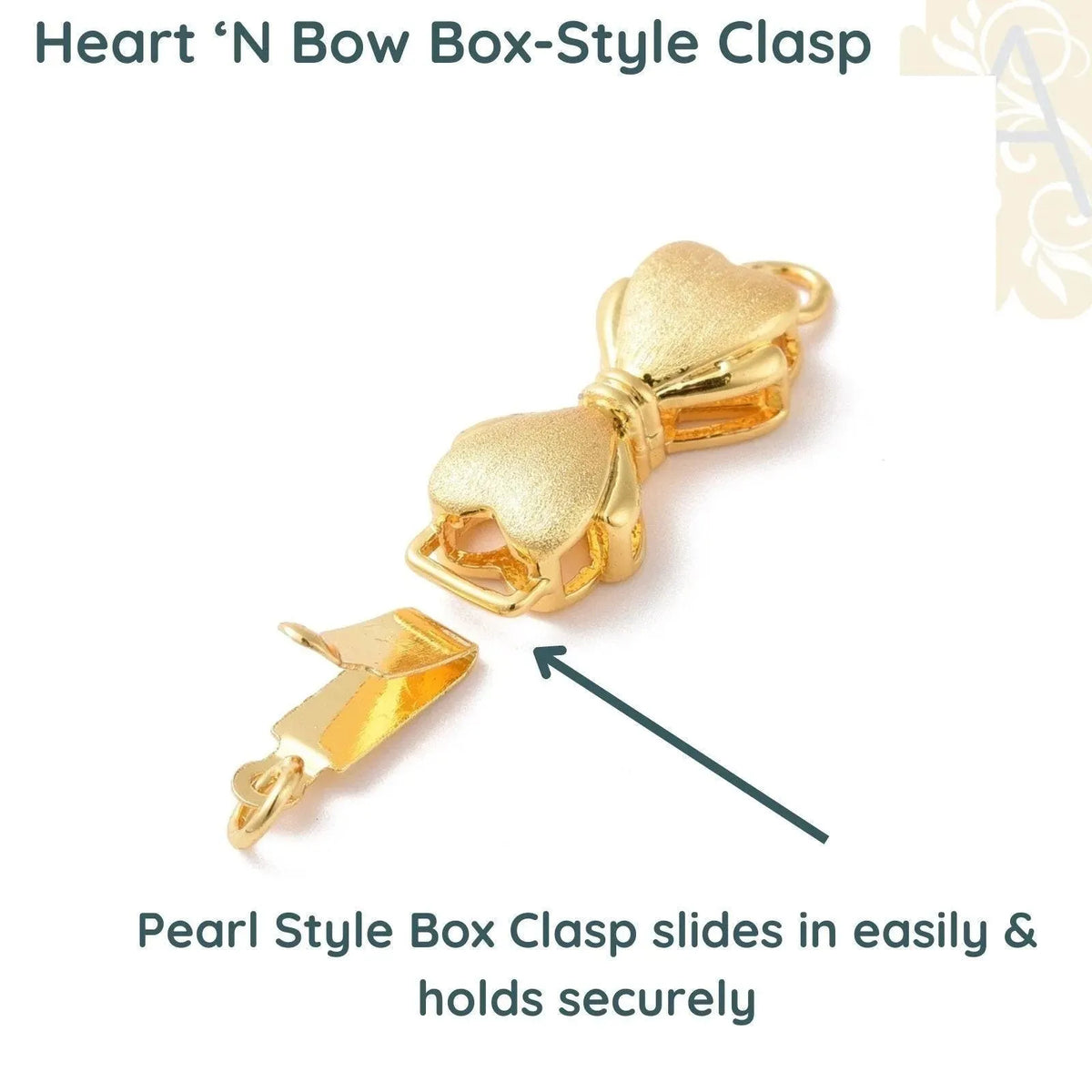 Heart 'N Bow, 1-Strand Box Clasps in 2 Finishes - The Argus Collection