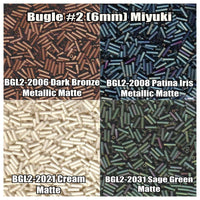 Miyuki Bugles #2 Size 6mm, BGL2-2006, BGL2-2008, BGL2-2021, BGL2-2031 - The Argus Collection