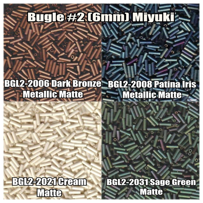 Miyuki Bugles #2 Size 6mm, BGL2-2006, BGL2-2008, BGL2-2021, BGL2-2031 - The Argus Collection