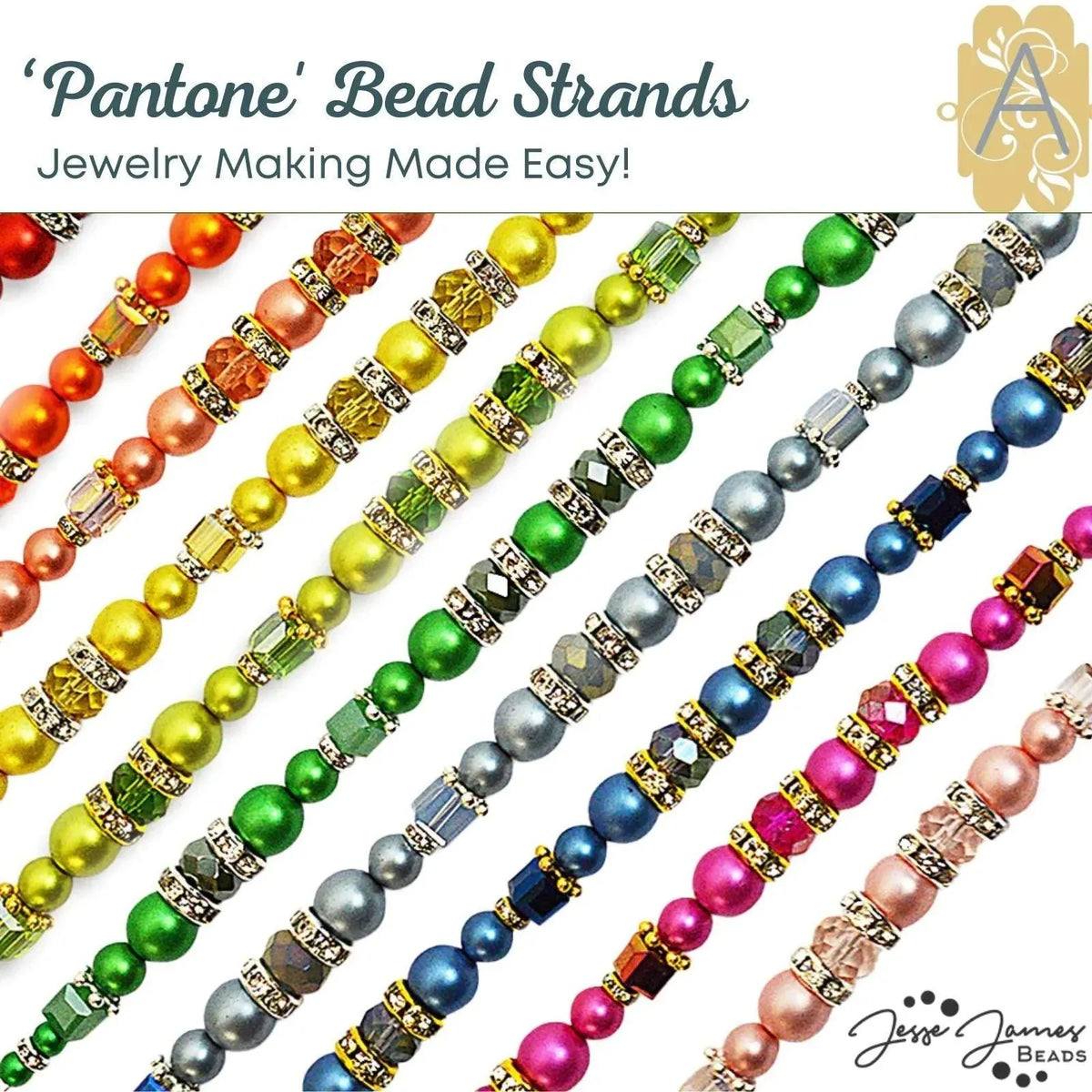 Pantone Two, 7-1/2 in Bead Strands by Jesse James Beads. Peach, Crystal, Summer Song, Perennial, Skylight, Vanilla, Red, Beet Root! - The Argus Collection