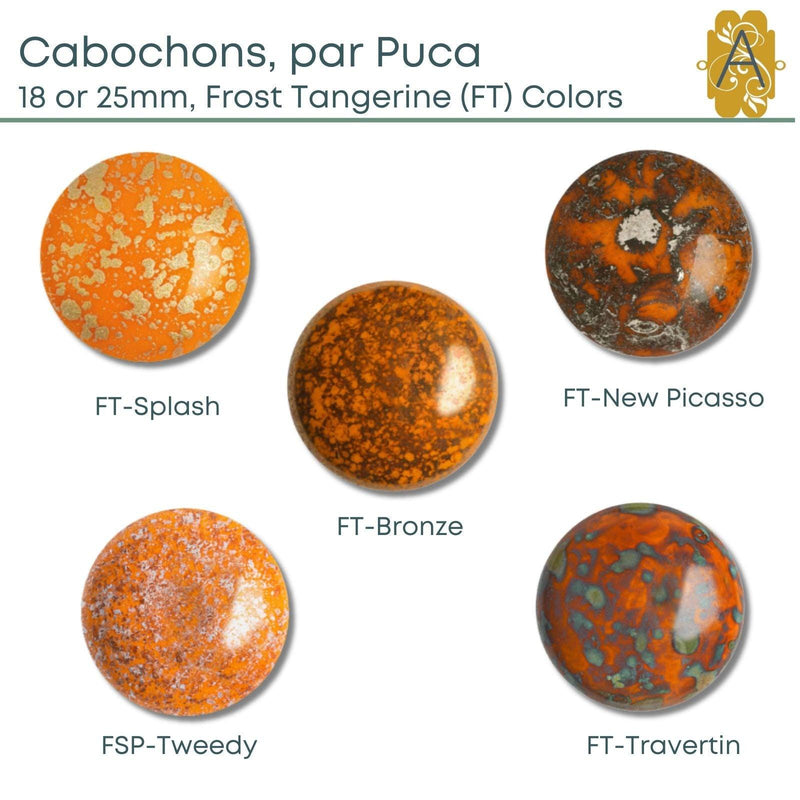 Cabochons par Puca, 18mm or 25mm, Frost Tangerine I Collection - The Argus Collection