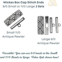 NEW and AMAZING. Wickes Box Cap Stitch in End Caps, for Loom, Peyote, Square & many other Stitches, 2 Sizes, 3 Finishes - The Argus Collection