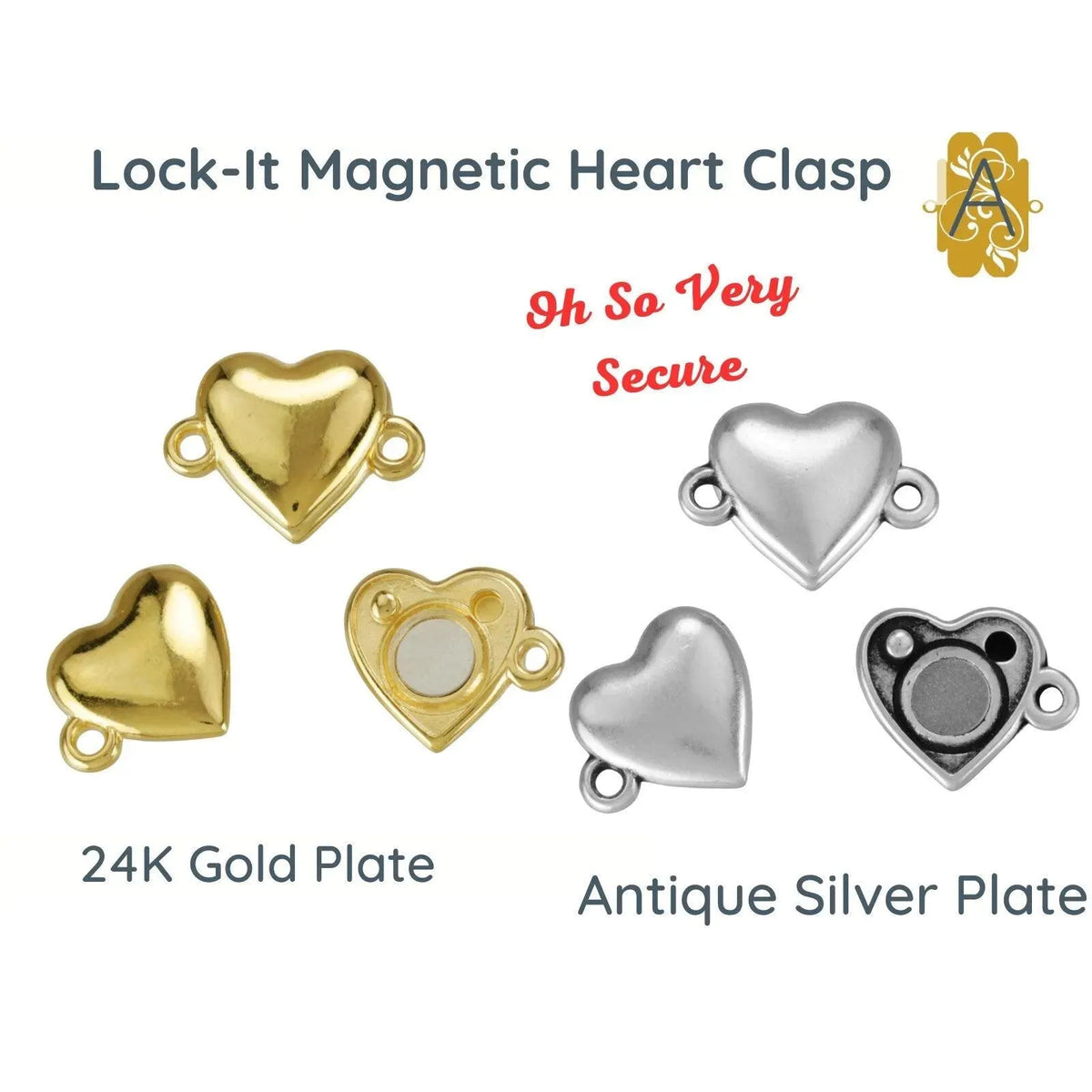 Lock It, Heart Magnetic Clasp, Small to Medium Size - The Argus Collection