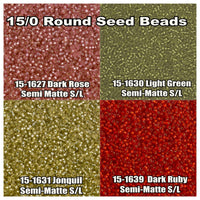 15/0 Miyuki Seed Beads or Rocailles. 8.2g tubes. 15-1627, 15-1620, 15-1621 15-1639 - The Argus Collection