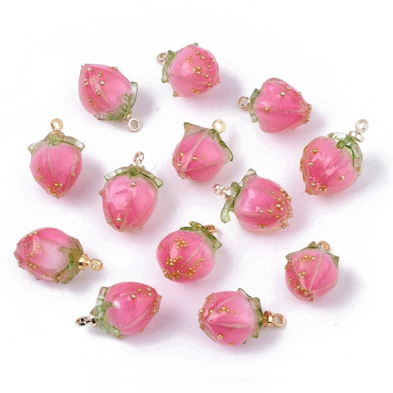 Handmade Resin Flower Bud Pendants, Charms, Dangles, 2 Pcs. 4 Colors - The Argus Collection