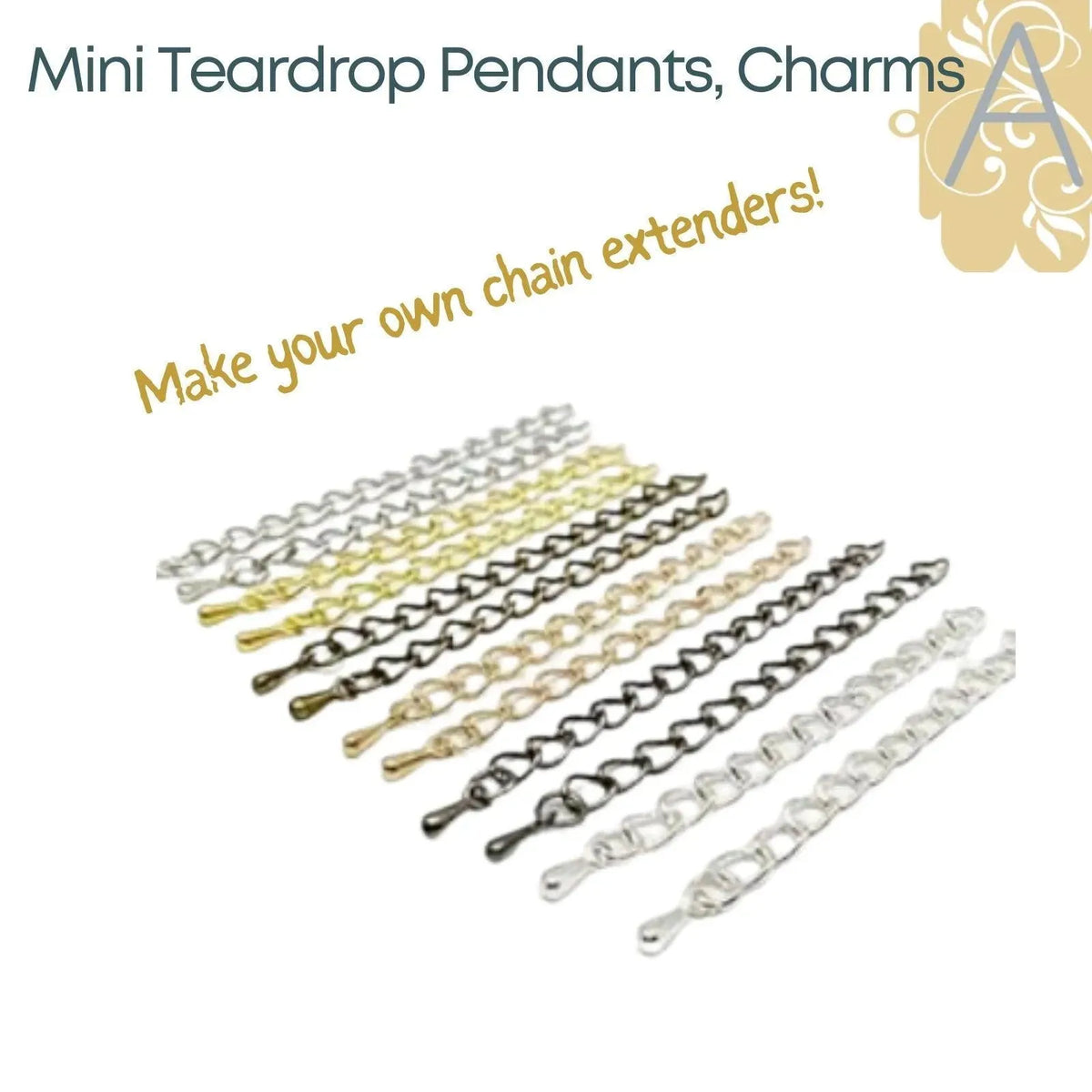 Mini Teardrop Pendants, Dangles or Charms (12 Pieces) - The Argus Collection