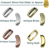 Crescent Flat Sliders or Spacers for Leather or Cork, 10mm, in 4 Finishes - The Argus Collection