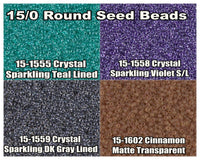 15/0 Miyuki Seed Beads 8.2g tubes. 15-1555, 15-1558, 15-1559, 15-1602 - The Argus Collection