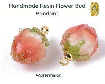 Handmade Resin Flower Bud Pendants, Charms, Dangles, 2 Pcs. 4 Colors - The Argus Collection