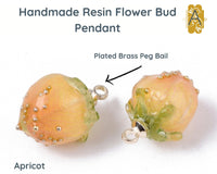 Handmade Resin Flower Bud Pendants, Charms, Dangles, 2 Pcs. 4 Colors - The Argus Collection