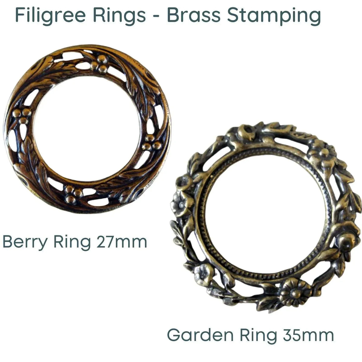 Filigree Rings, Berry and Garden, Brass Stampings, 1 Pc. - The Argus Collection