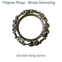 Filigree Rings, Berry and Garden, Brass Stampings, 1 Pc. - The Argus Collection