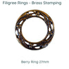 Filigree Rings, Berry and Garden, Brass Stampings, 1 Pc. - The Argus Collection