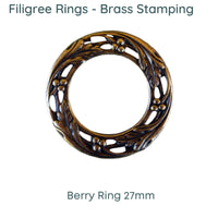 Filigree Rings, Berry and Garden, Brass Stampings, 1 Pc. - The Argus Collection