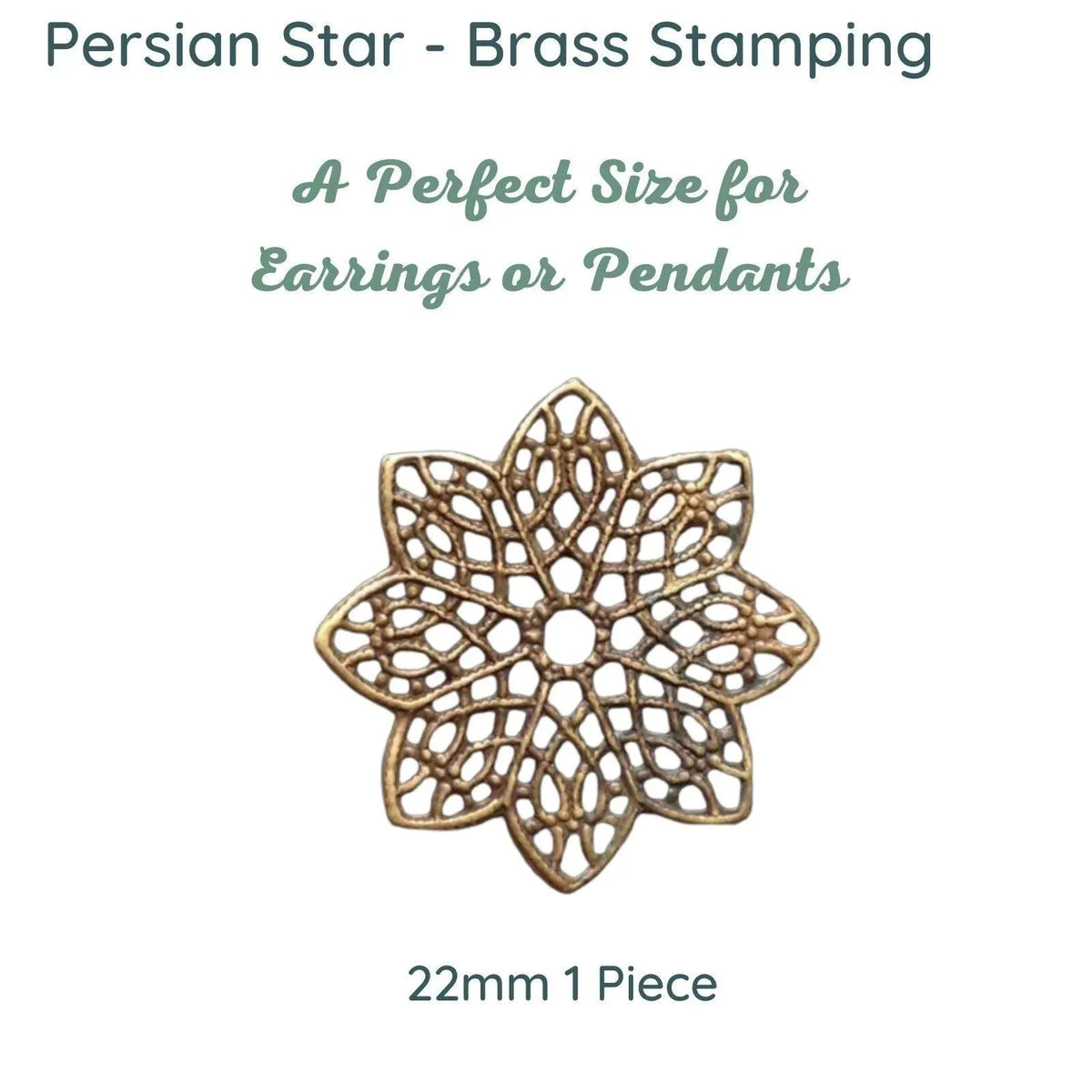 Persian Star, Filigree Collection Brass,2 Pieces, Brass Stamping - The Argus Collection