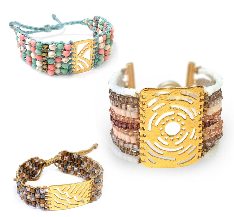 Mosaic, Hammered 9-Strand Bracelet Connector or Focal Element, 2 Finishes - The Argus Collection