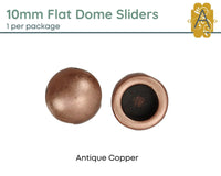 Dome Sliders for Leather or Cork, 10mm, in 4 Finishes - The Argus Collection