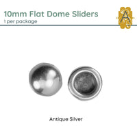 Dome Sliders for Leather or Cork, 10mm, in 4 Finishes - The Argus Collection