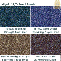 15/0 Miyuki Seed Beads 8.2g tubes. 15-1826, 15-1827, 15-1837, 15-1839 - The Argus Collection