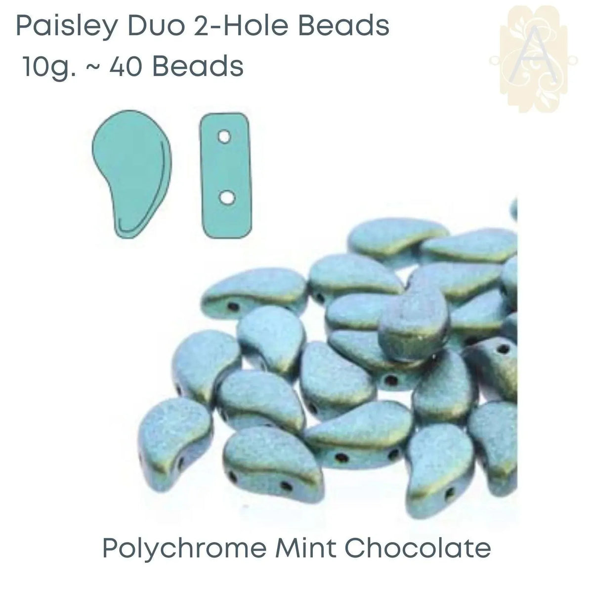 Paisleyduo 2-holed beads, 10g., Polychrome Collection, 5 Colors - The Argus Collection