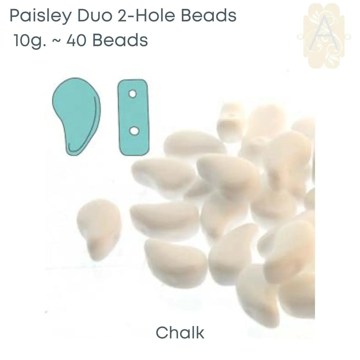 Paisleyduo Beads, 10g, Chalk Collection - The Argus Collection