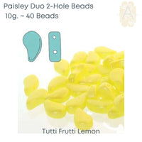 Paisleyduo 2-holed Beads, 10g., Tutti Frutti Collection, 7 Colors - The Argus Collection