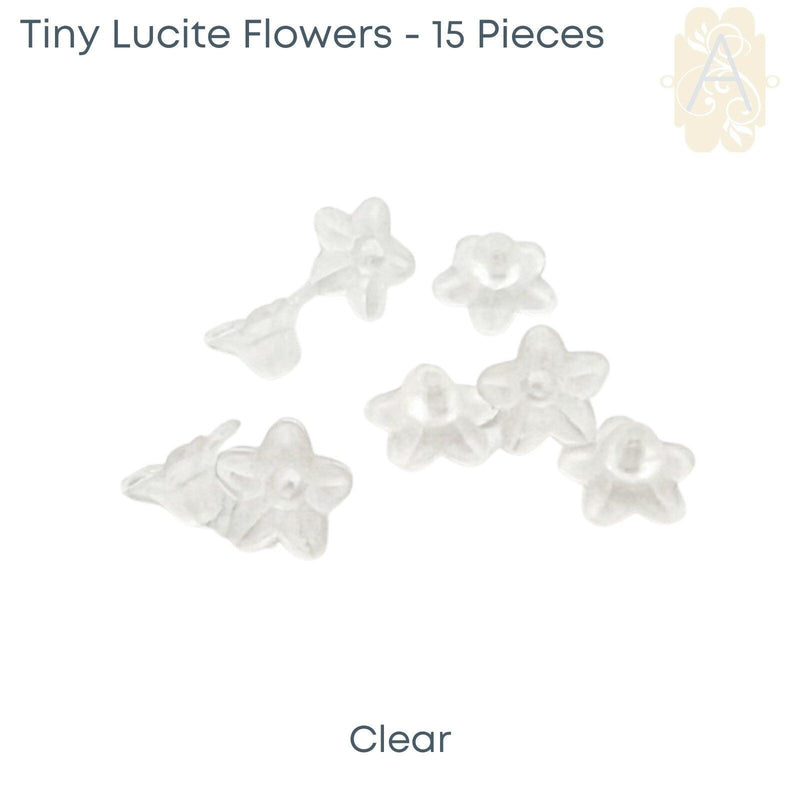 Tiny Lucite Flower Beads or Bead Caps, 10mm. 8 Colors - The Argus Collection