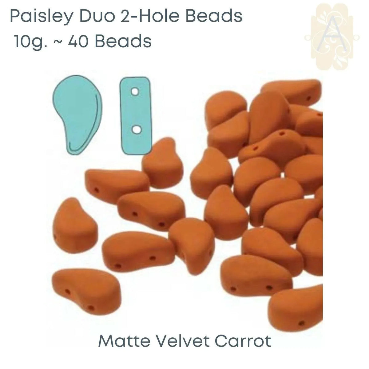 Paisleyduo 2-hole Beads, 10g., Matte Velvet Collection, 10 Colors - The Argus Collection