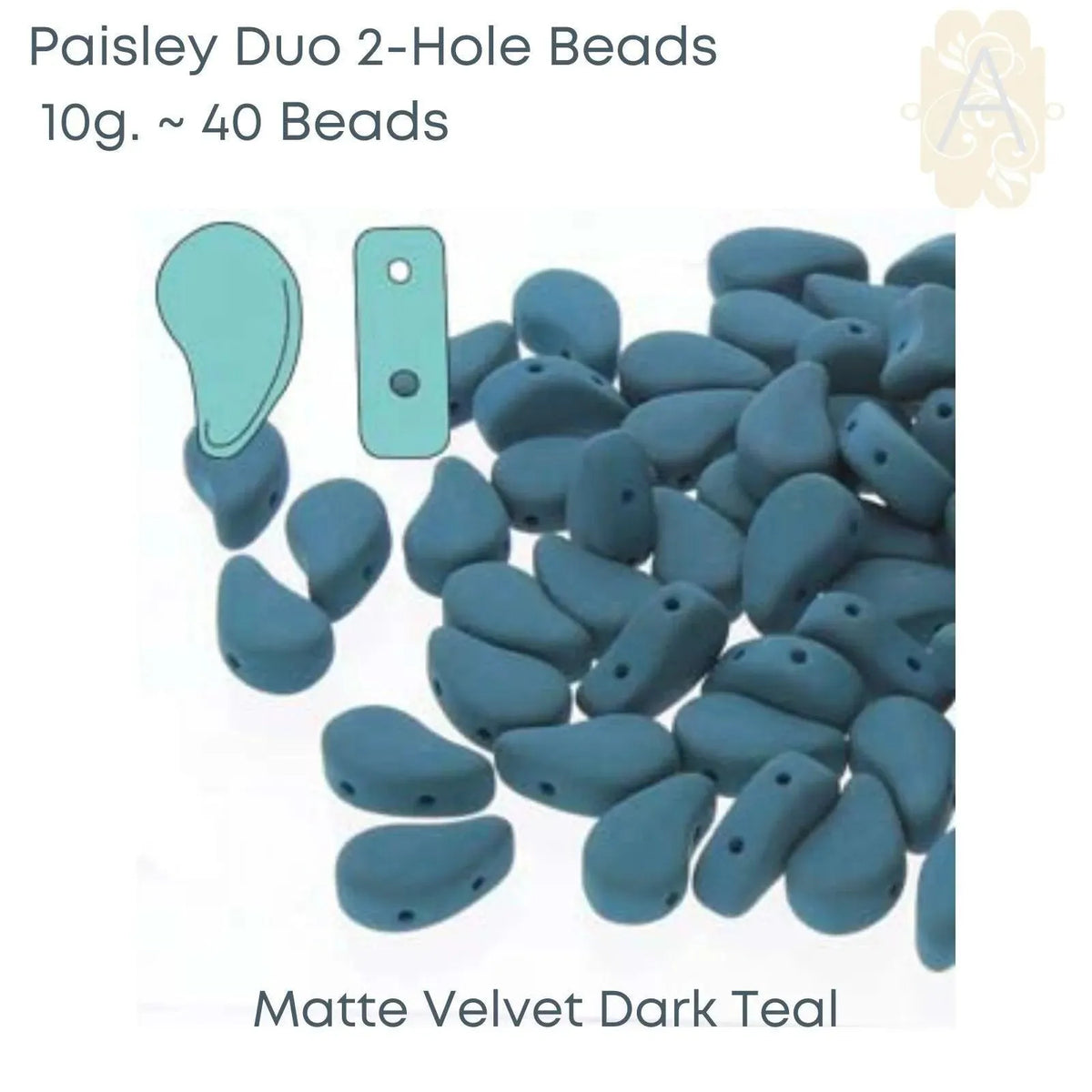 Paisleyduo 2-hole Beads, 10g., Matte Velvet Collection, 10 Colors - The Argus Collection