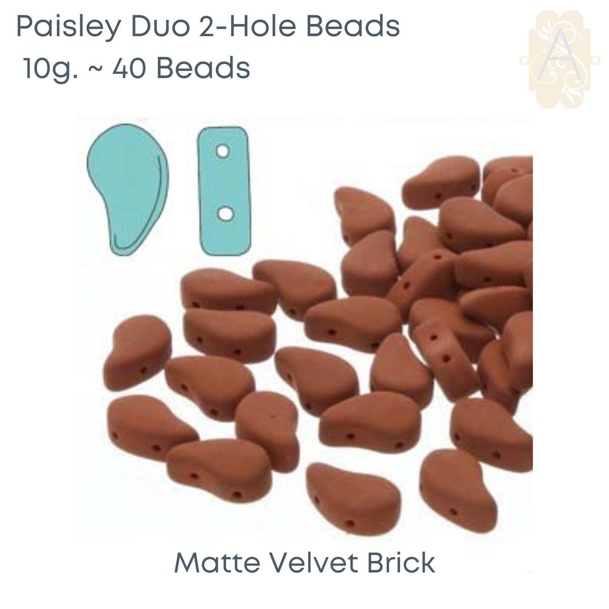 Paisleyduo 2-hole Beads, 10g., Matte Velvet Collection, 10 Colors - The Argus Collection