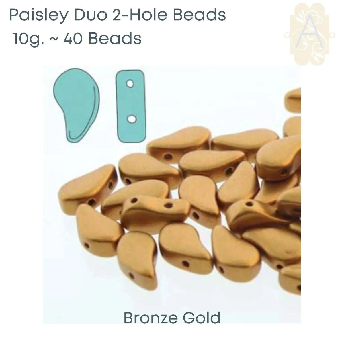 Paisleyduo Beads, 10g, Bronze-Rembrandt Collection - The Argus Collection