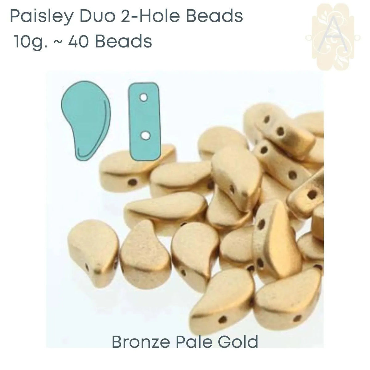 Paisleyduo Beads, 10g, Bronze-Rembrandt Collection - The Argus Collection