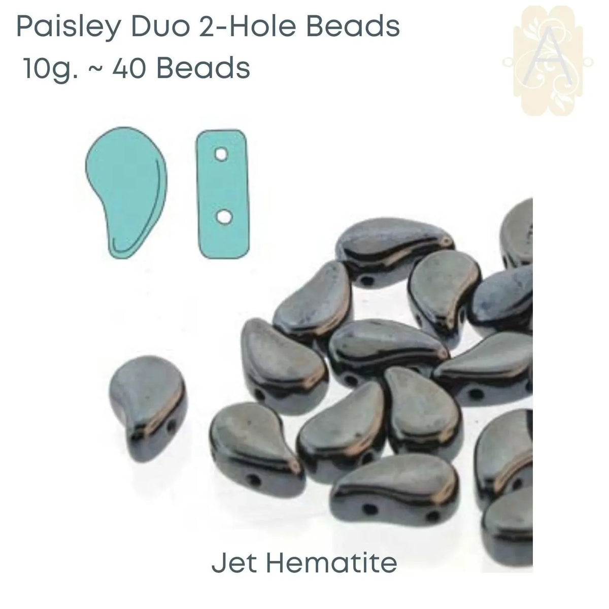 Paisleyduo Beads, 10g., Jet Collection - The Argus Collection