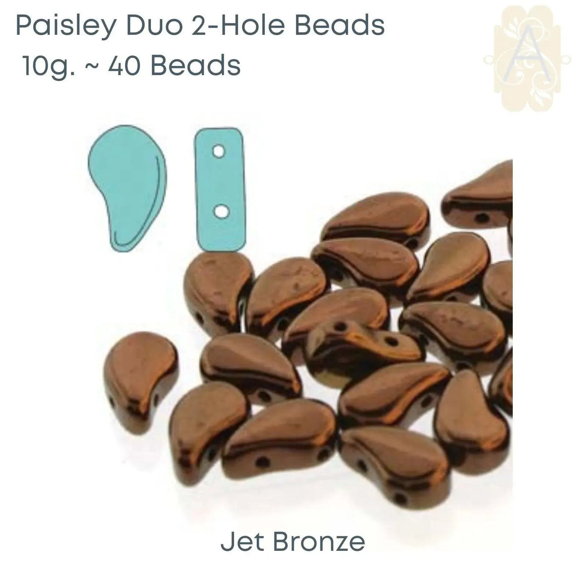 Paisleyduo Beads, 10g., Jet Collection - The Argus Collection