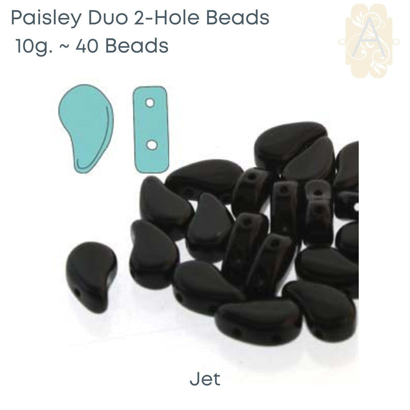 Paisleyduo Beads, 10g., Jet Collection - The Argus Collection