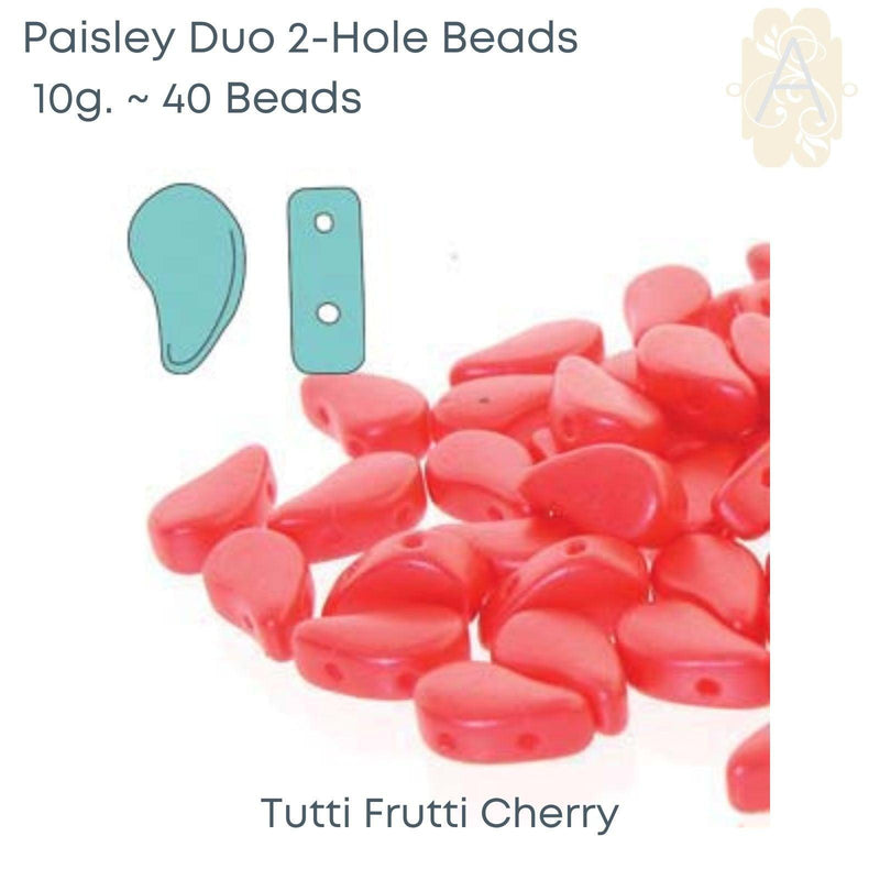 Paisleyduo 2-holed Beads, 10g., Tutti Frutti Collection, 7 Colors - The Argus Collection