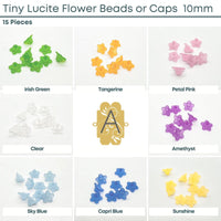 Tiny Lucite Flower Beads or Bead Caps, 10mm. 8 Colors - The Argus Collection