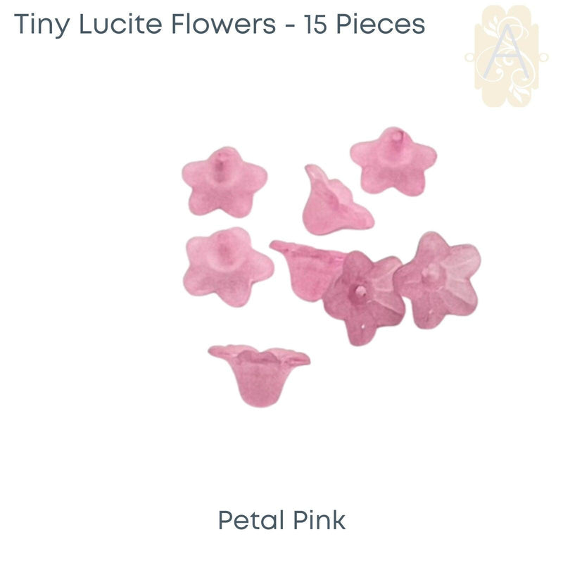 Tiny Lucite Flower Beads or Bead Caps, 10mm. 8 Colors - The Argus Collection