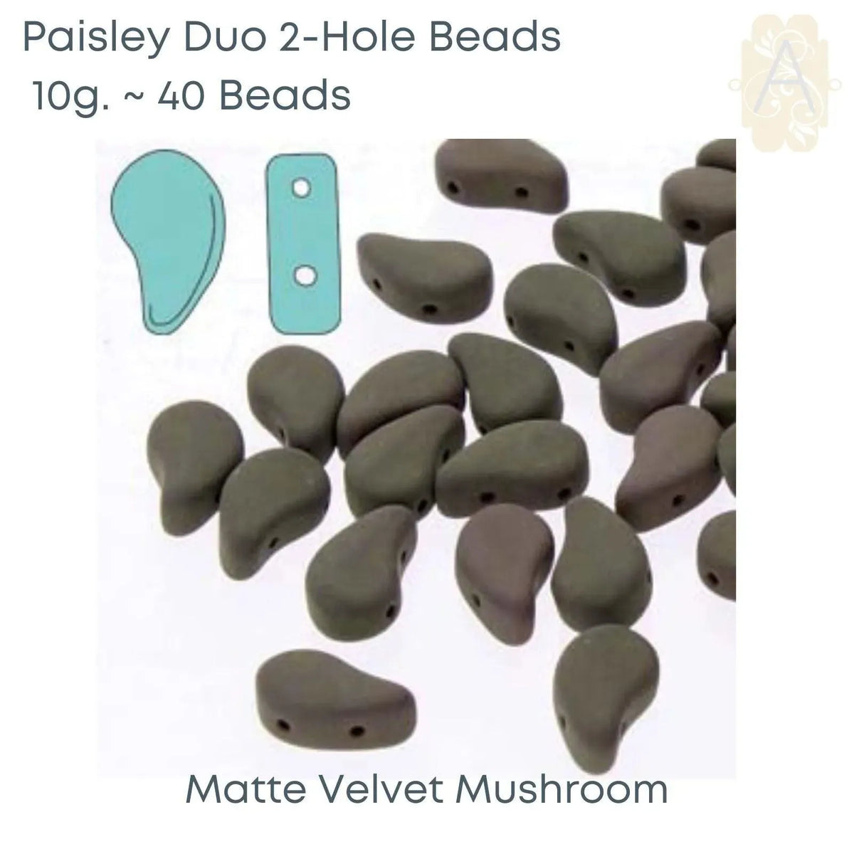 Paisleyduo 2-hole Beads, 10g., Matte Velvet Collection, 10 Colors - The Argus Collection