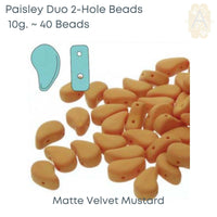 Paisleyduo 2-hole Beads, 10g., Matte Velvet Collection, 10 Colors - The Argus Collection