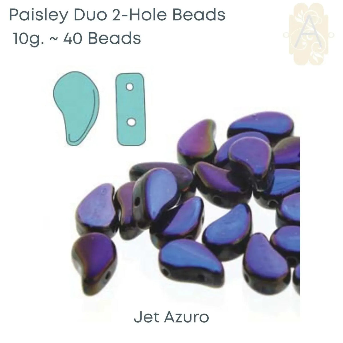 Paisleyduo Beads, 10g., Jet Collection - The Argus Collection