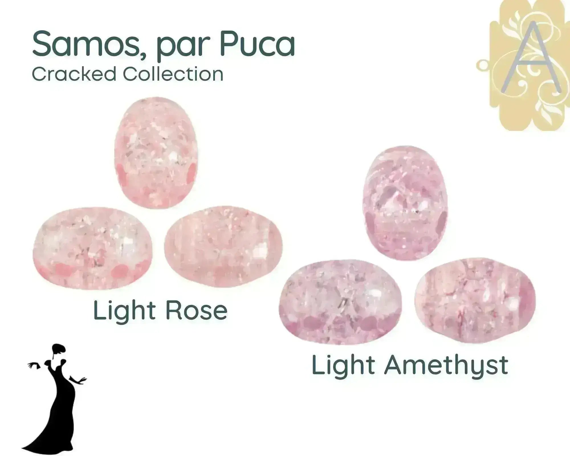 Color swatches of 'Light Rose' and 'Light Amethyst' from the Cracked Collection by Samos, par Puca.