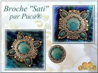 Beaded brooch 'Sati' by Puca on a decorative background